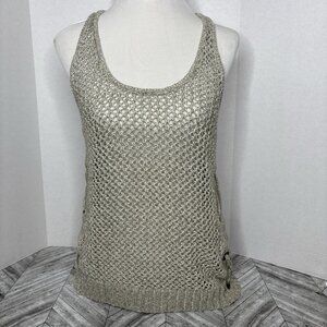 Guess  Bohemian Crochet Top Womens Medium Side Detailing Sleeveless Gray  Tank